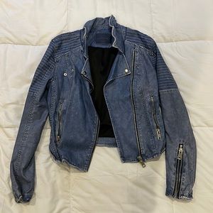BLANKNYC Blue Leather Biker Jacket